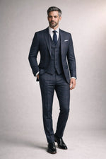 Terno Masculino Azzurro Príncipe de Gales Semi Slim