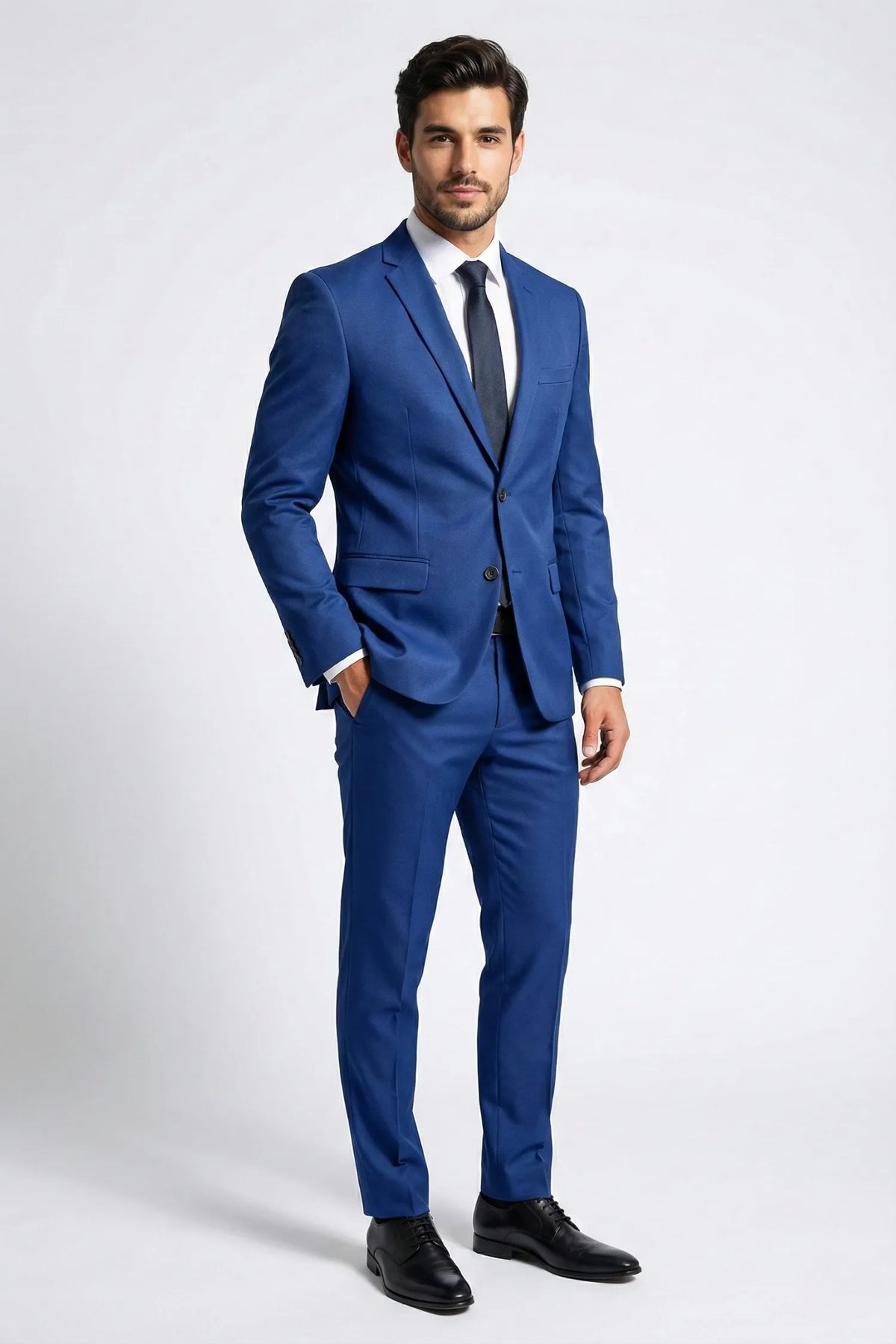 Terno Masculino Poliéster Semi Slim Azul Turquesa