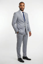 Terno Masculino Poliéster Semi Slim Cinza Claro