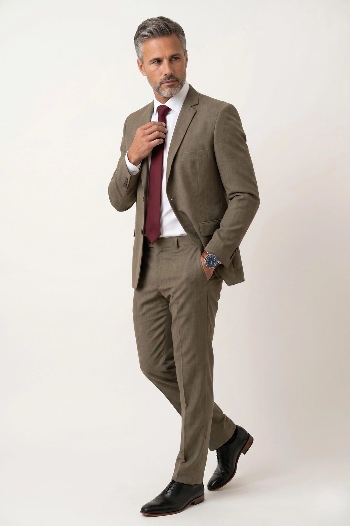 Terno Masculino Melange Semi Slim Cáqui