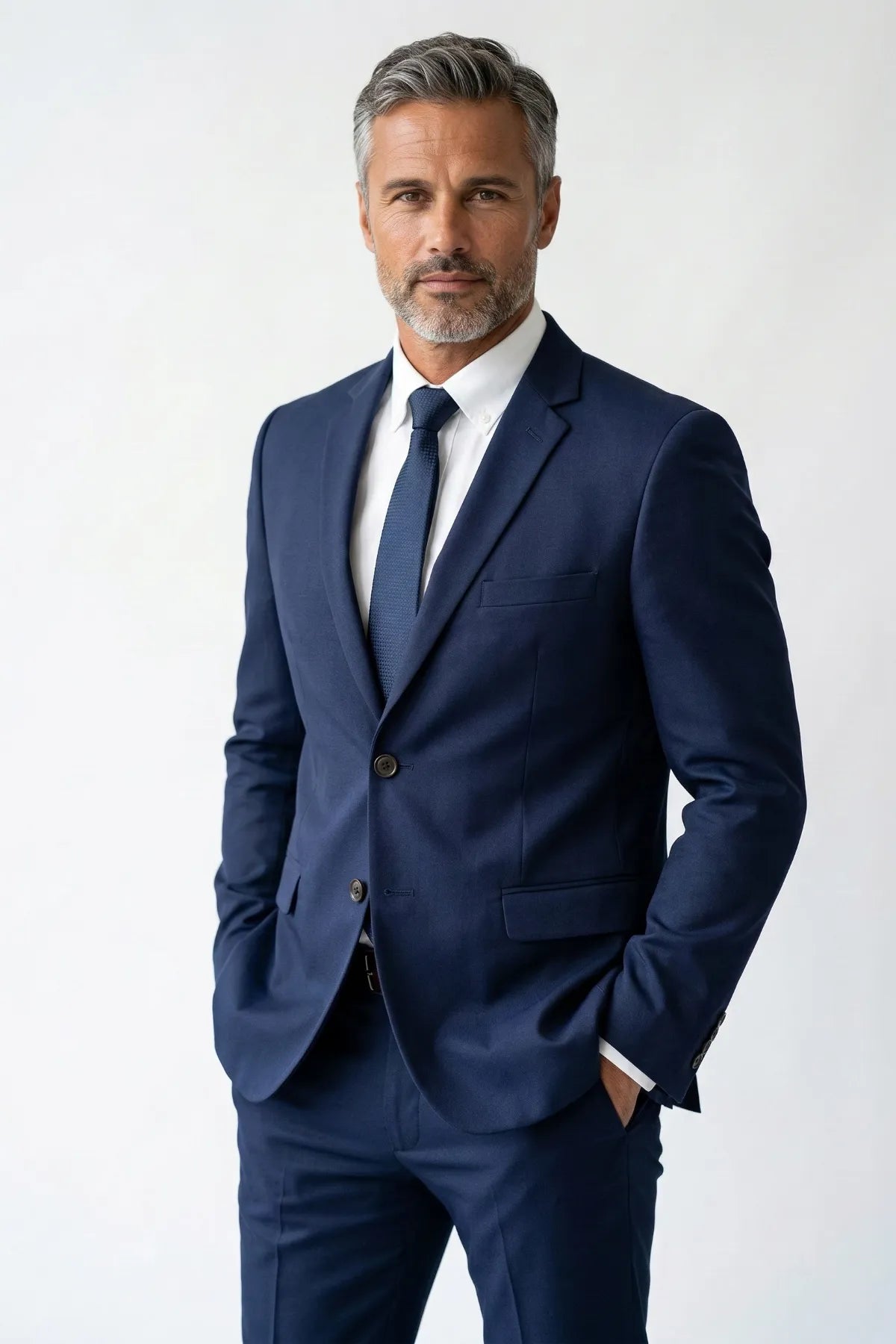 Terno Masculino Poliéster Slim Azul Marinho