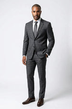 Terno Masculino Grafite Príncipe de Gales Semi Slim