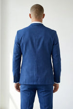 Terno Masculino Poliéster Semi Slim Azul Texturizado