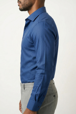 Camisa Social Slim Azul Texturizada Premium