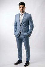 Terno Masculino Poliviscose Semi Slim Azul Claro
