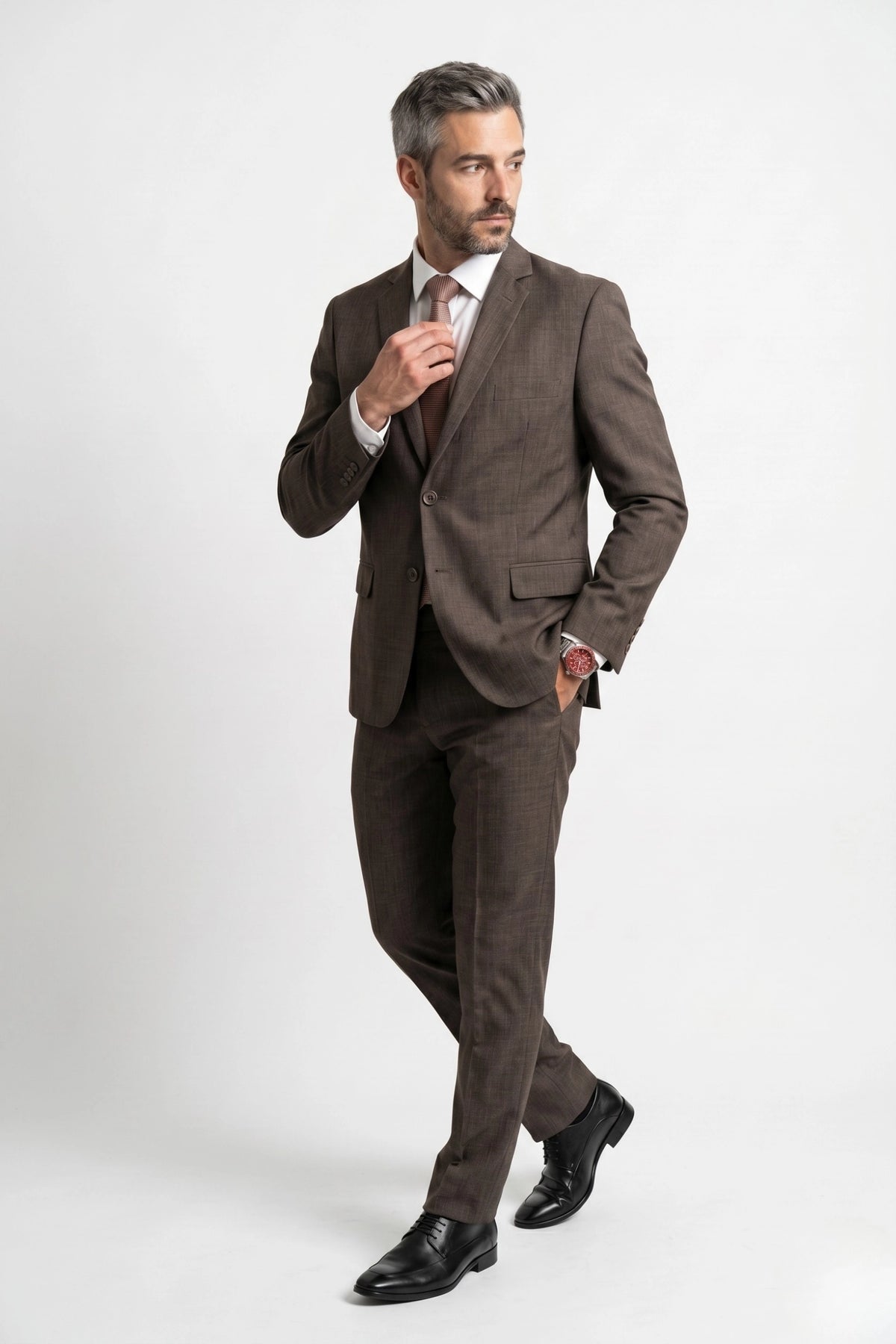 Terno Masculino Melange Semi Slim Marrom Café