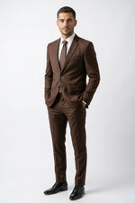 Terno Slim Masculino Marrom Café em Poliviscose