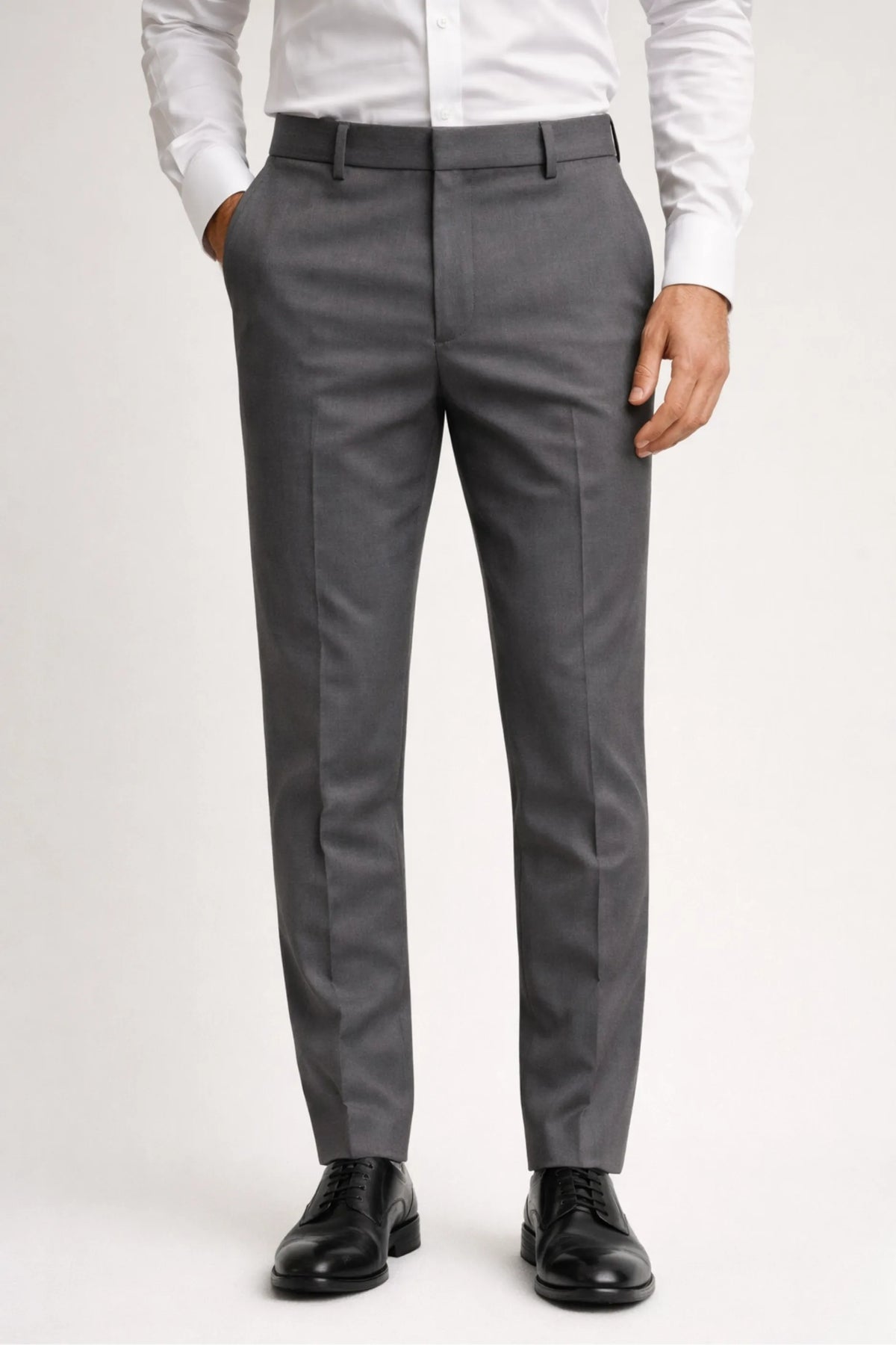 Calça Social Masculina Tradicional Cinza Escuro