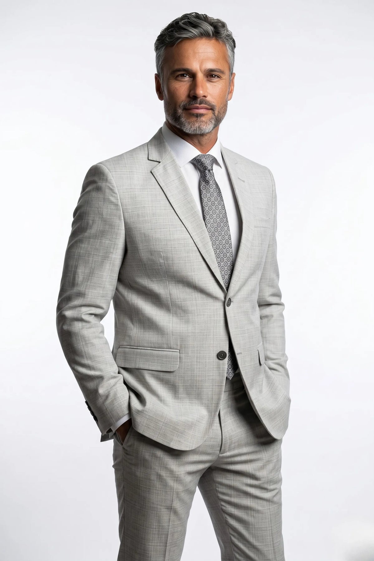 Terno Masculino Poliviscose Cinza Xadrez Sartoria