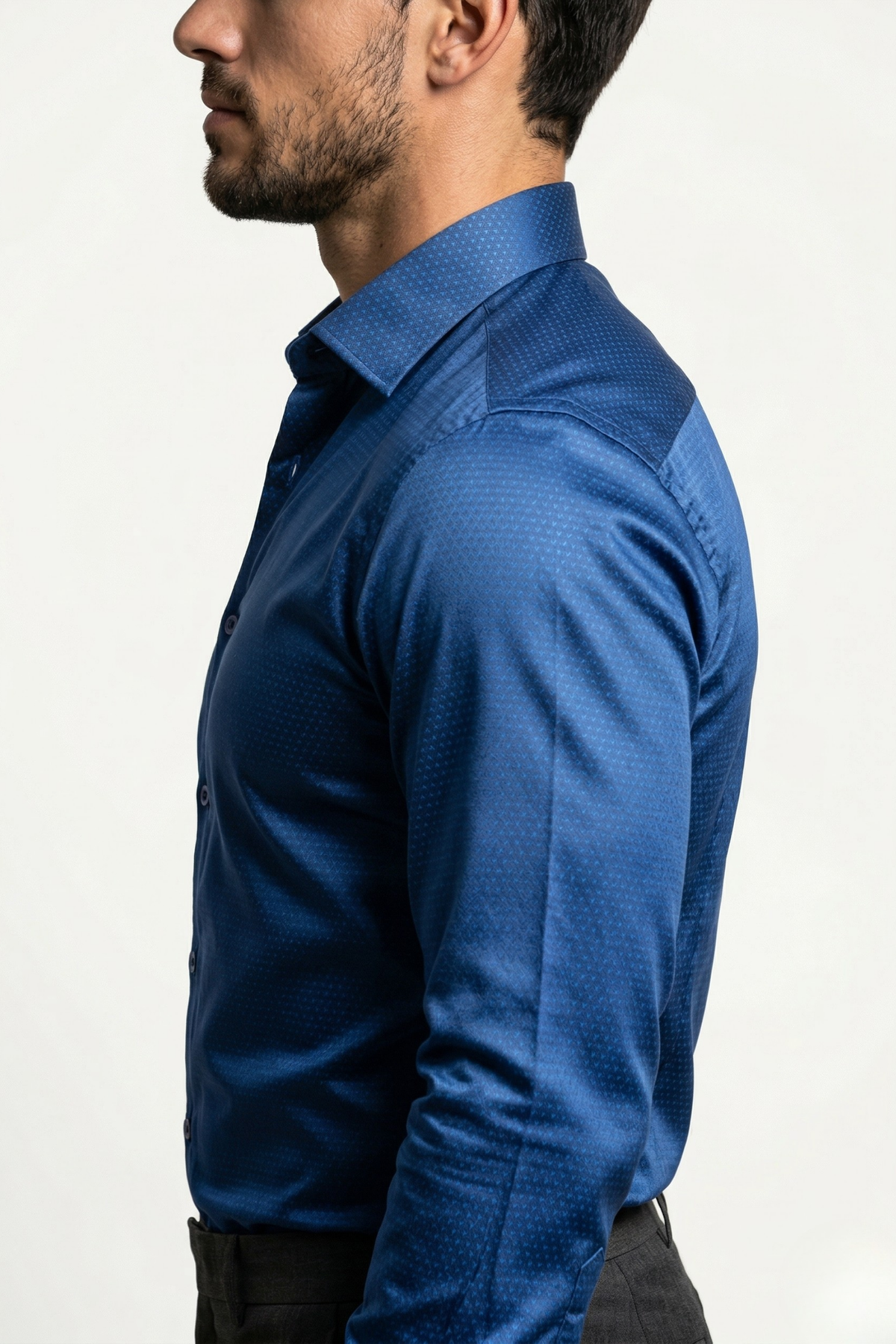 Camisa Social Slim Azul Royal Acetinado
