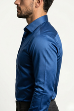 Camisa Social Slim Azul Royal Acetinado