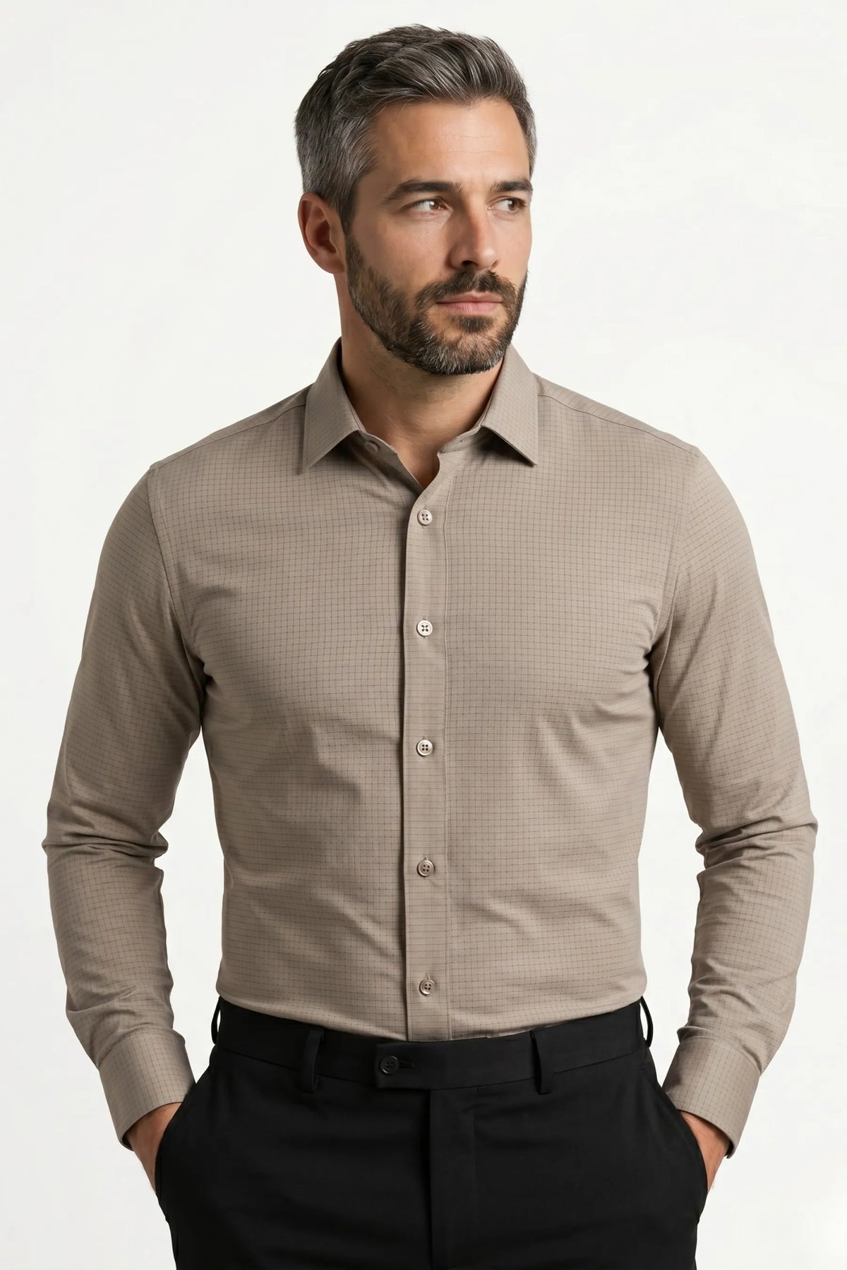 Camisa Social Fibra de Bambu Slim Quadriculada