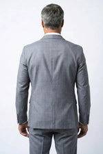 Terno Masculino Poliéster Semi Slim Cinza Xadrez