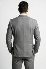 Terno Masculino Príncipe de Gales em Poliviscose Cinza Escuro