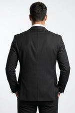 Terno Slim Masculino Preto Risca de Giz em Poliviscose