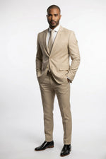 Terno Masculino Poliviscose Semi Slim Bege Riviera