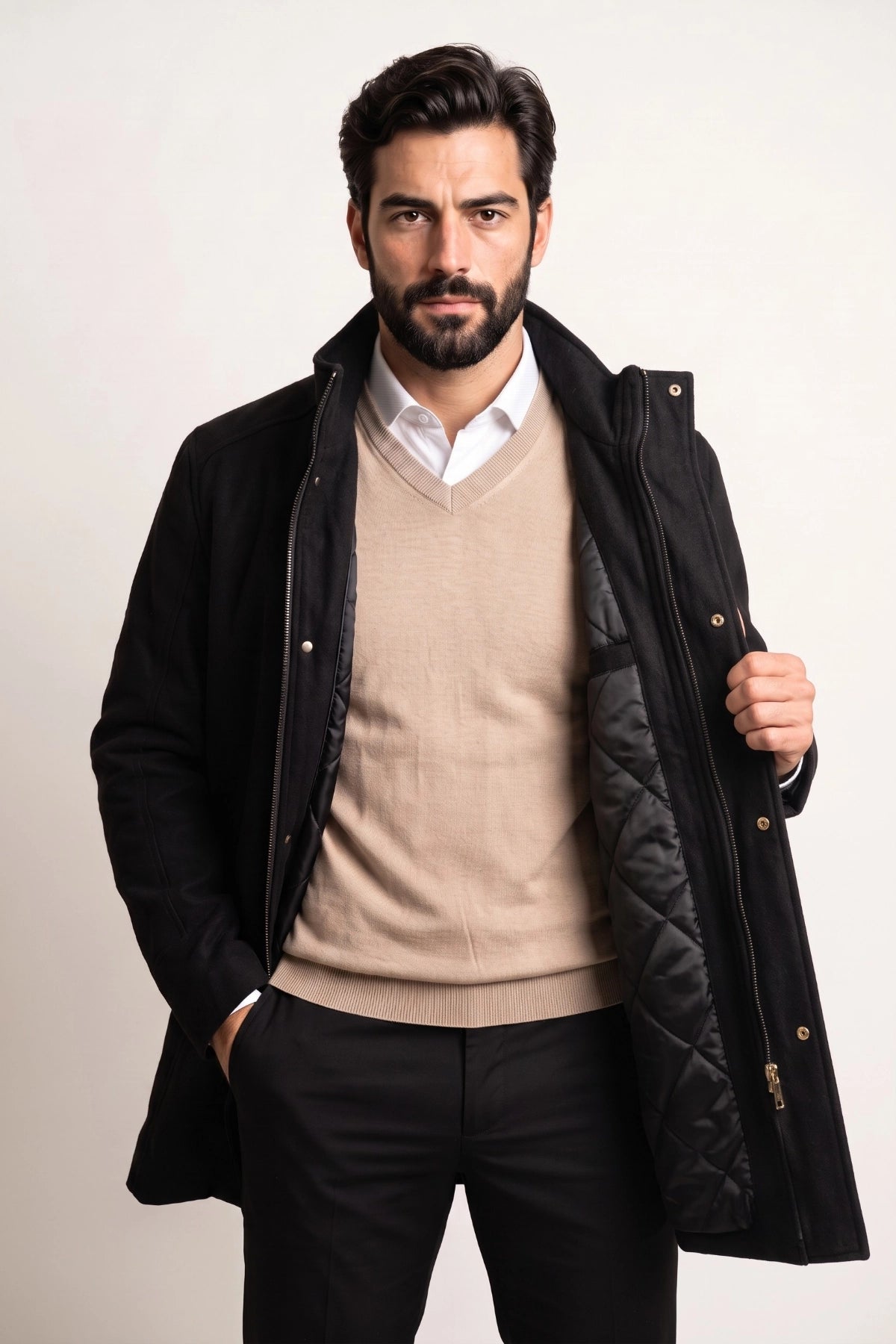 Sobretudo Masculino Preto Lancaster