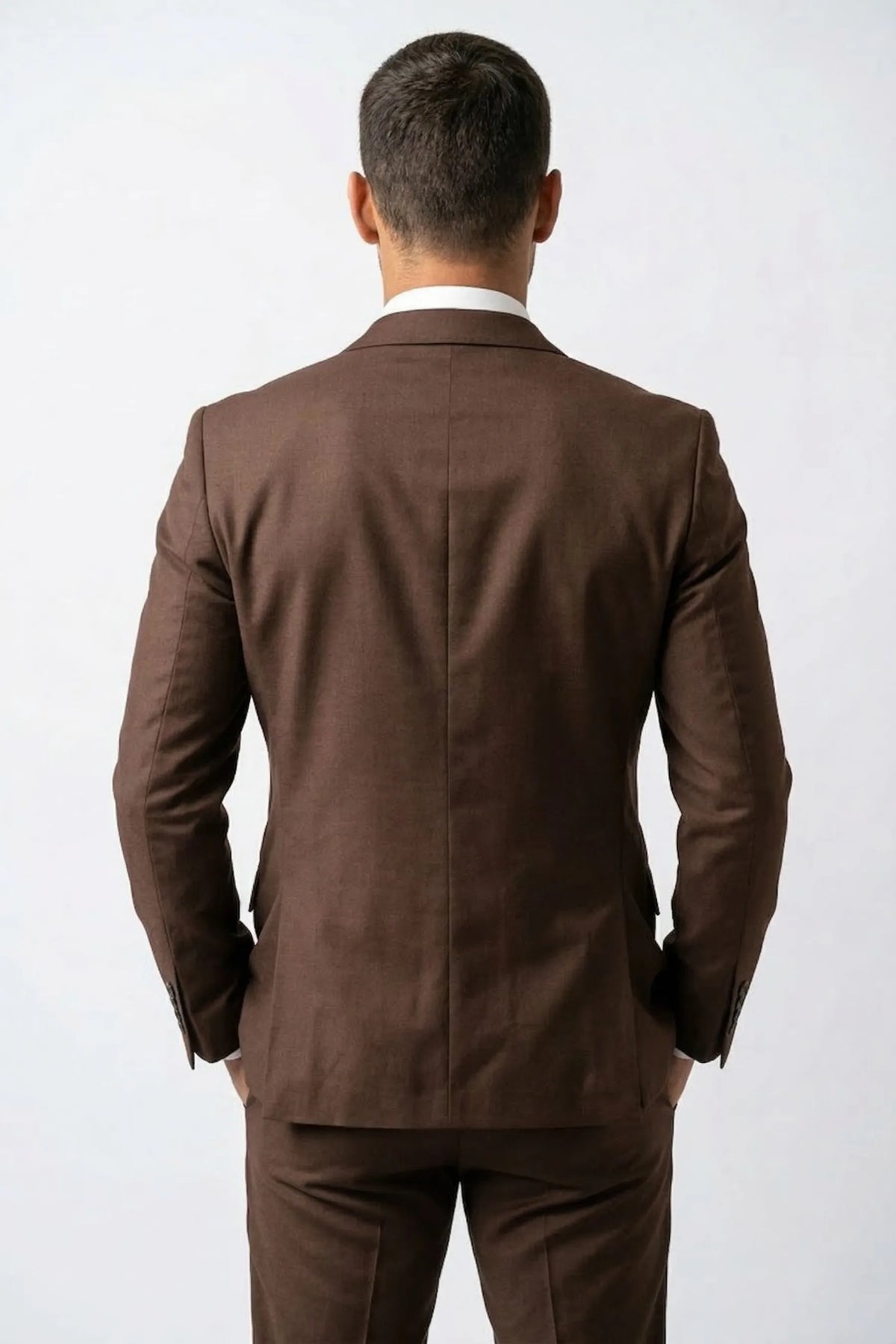 Terno Slim Masculino Marrom Café em Poliviscose