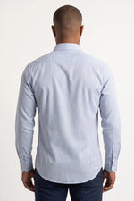 Camisa Social Masculina Tradicional Azul Microtexturizada