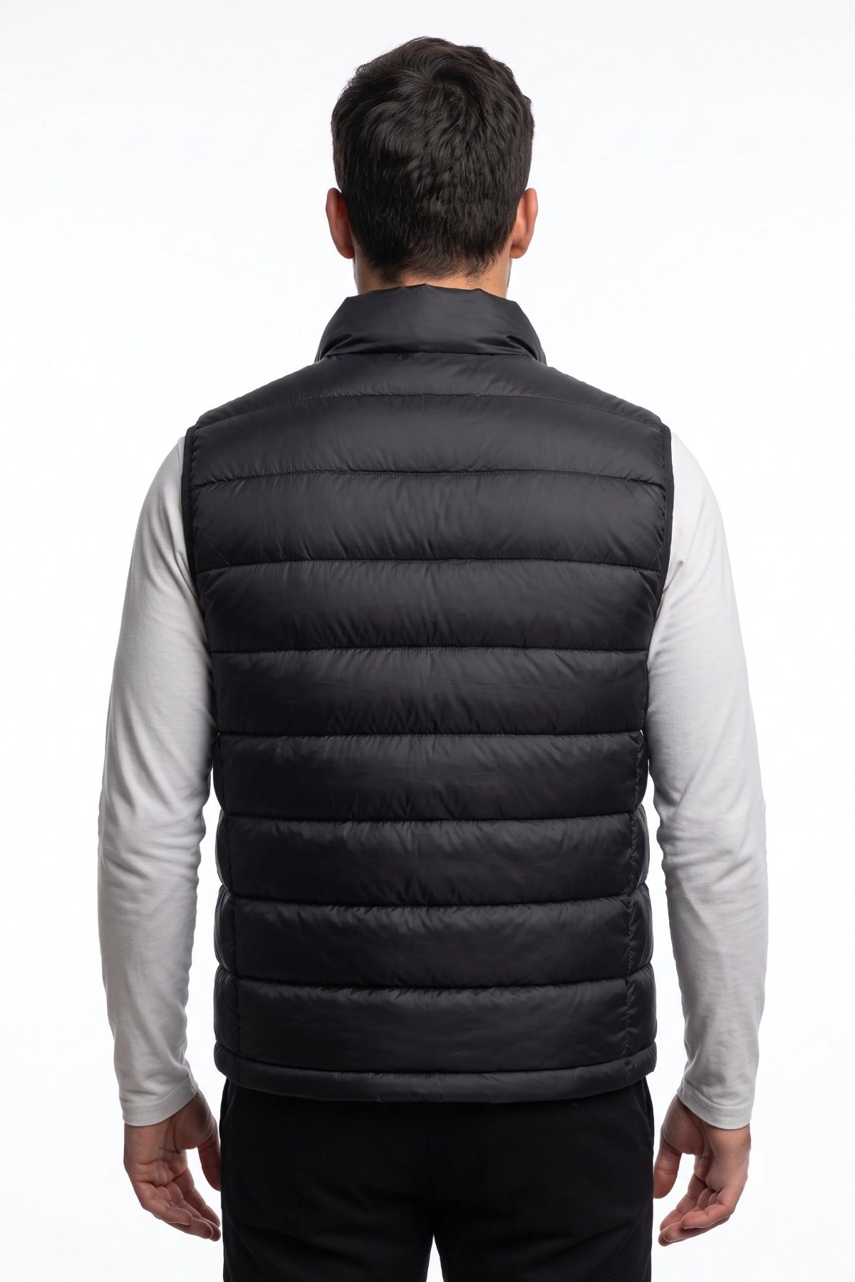 Colete Masculino Puffer Preto com Capuz Removível