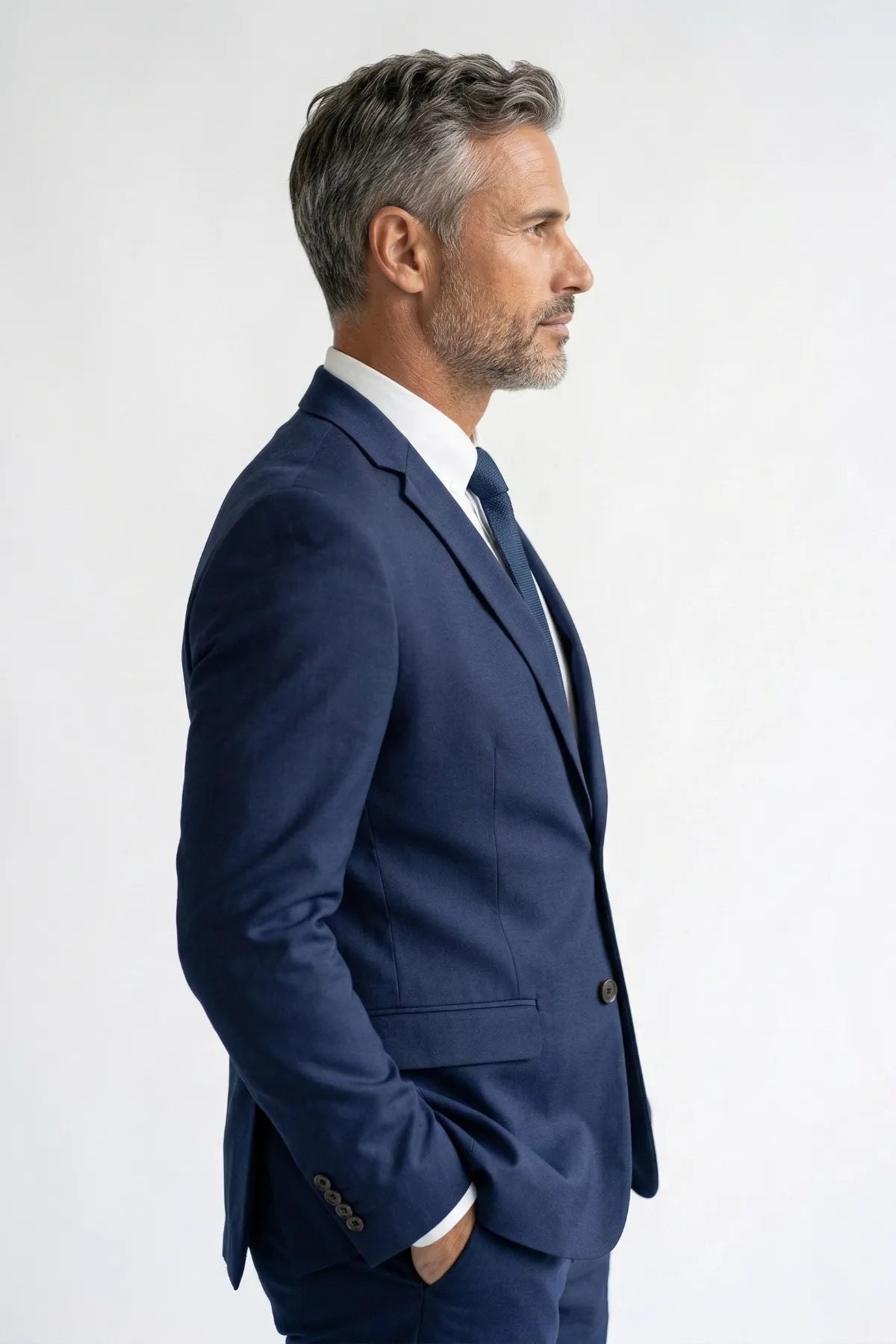 Terno Masculino Poliéster Slim Azul Marinho