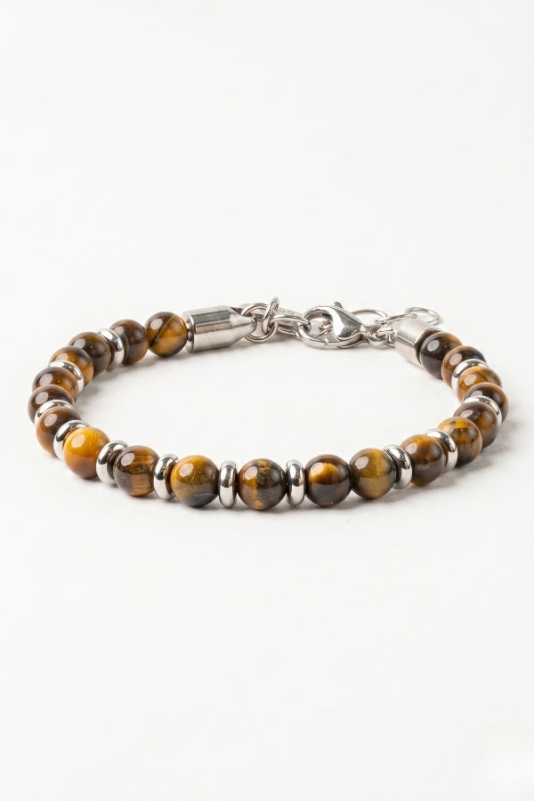 Pulseira Masculina Olho de Tigre em Aço Inoxidável