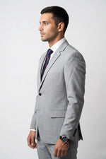 Terno Masculino Melange Semi Slim Cinza Claro