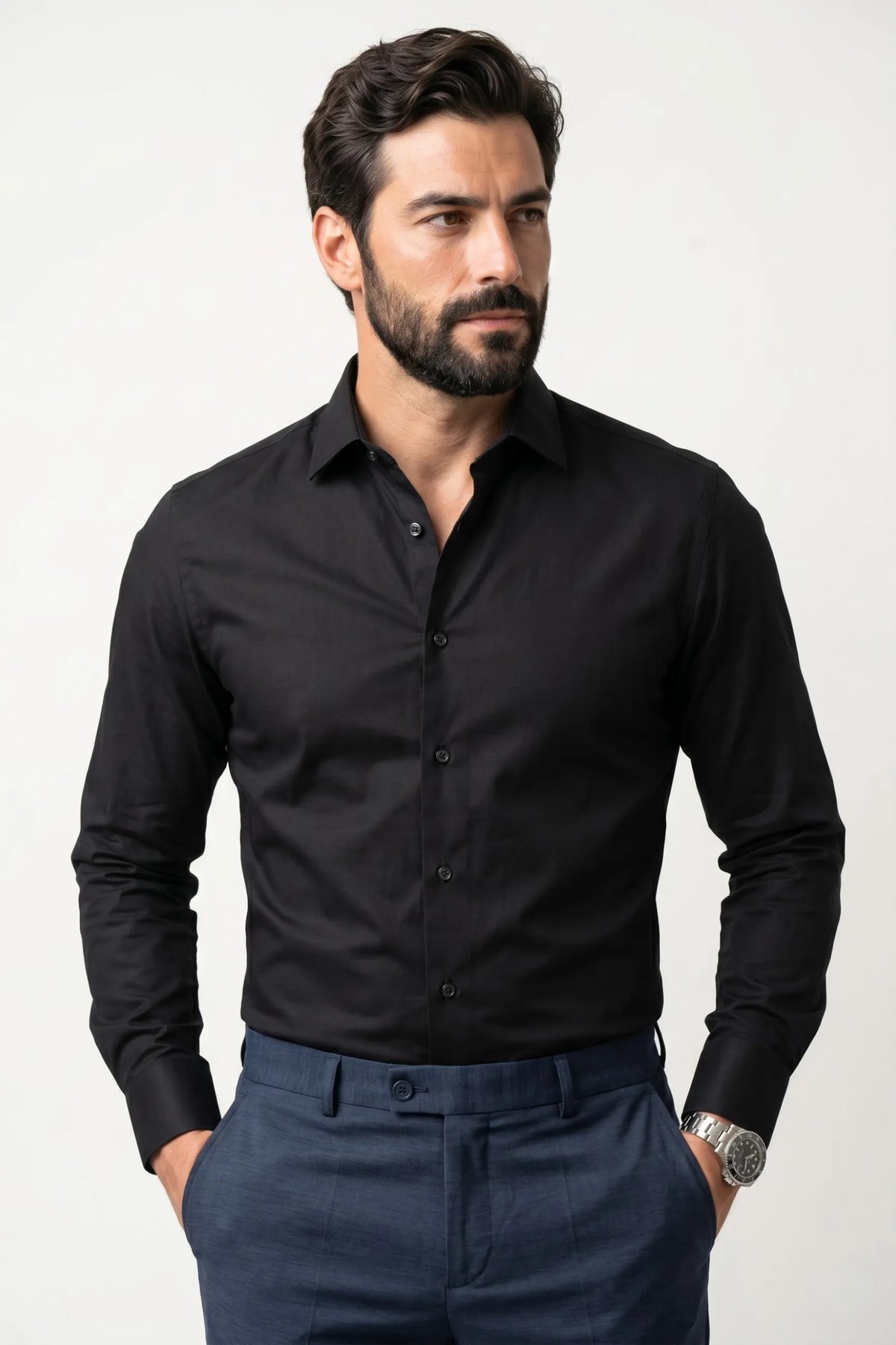 Camisa Social Slim Fit em Algodão Egípcio