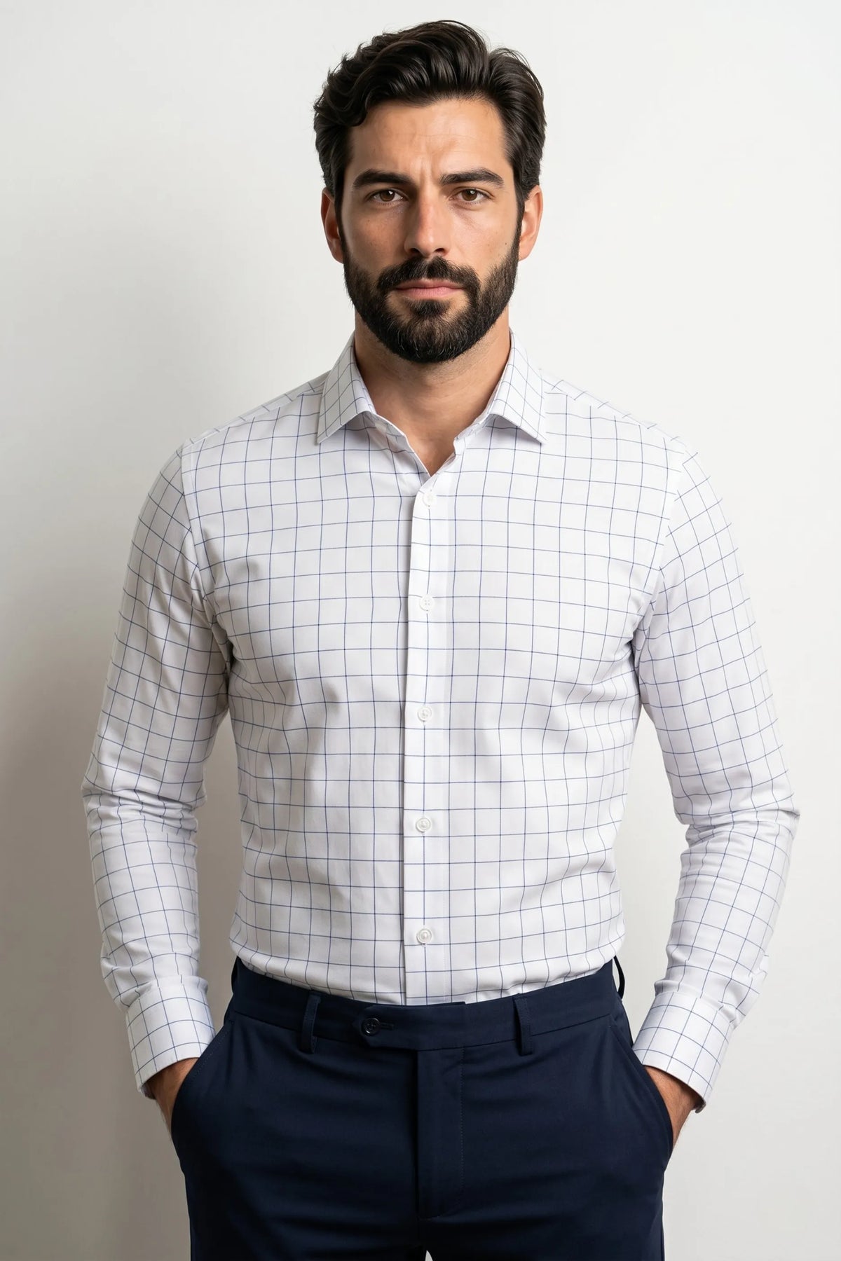Camisa Social Masculina Xadrez Tradicional Grid