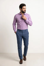 Camisa Social Masculina Tradicional Lilás Microtexturizada