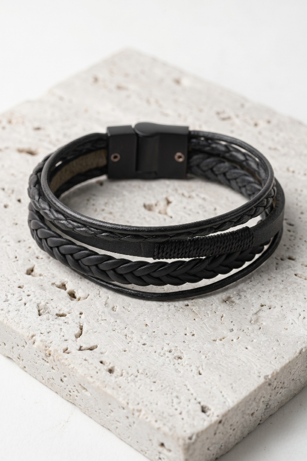 Pulseira Masculina Zeus em Couro Legítimo