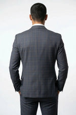 Terno Masculino Poliviscose Semi Slim Cinza Xadrez