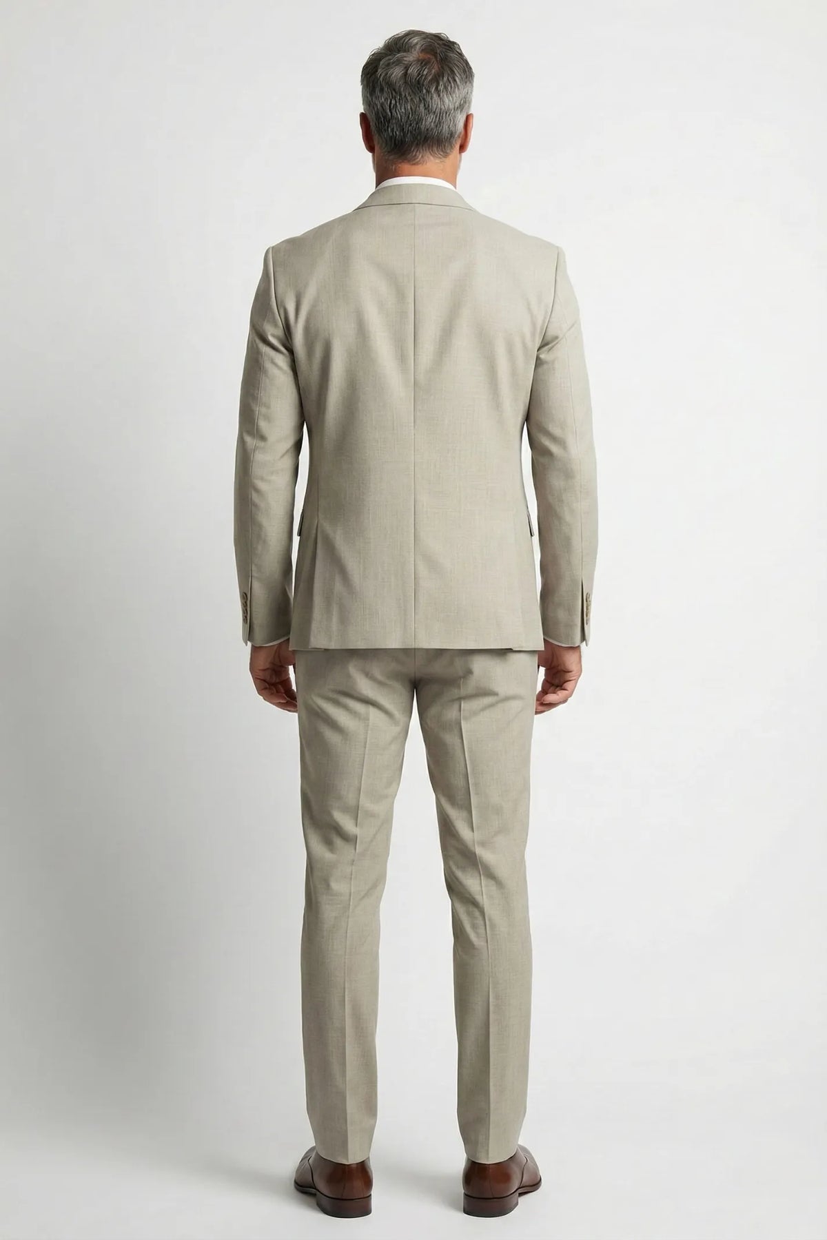 Terno Masculino Poliéster Semi Slim Areia Mesclado