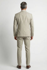 Terno Masculino Poliéster Semi Slim Areia Mesclado