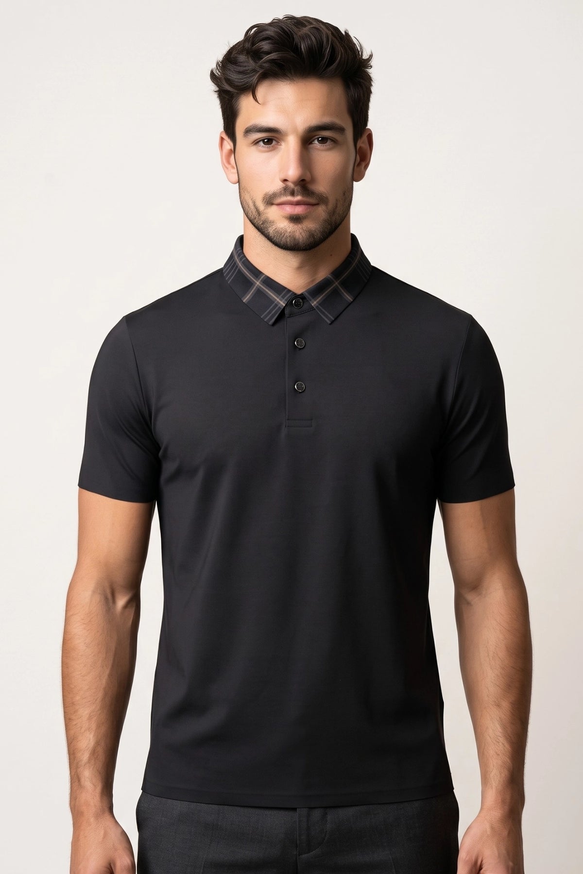 Camisa Polo Masculina Tech Slim Gola Xadrez com Elastano