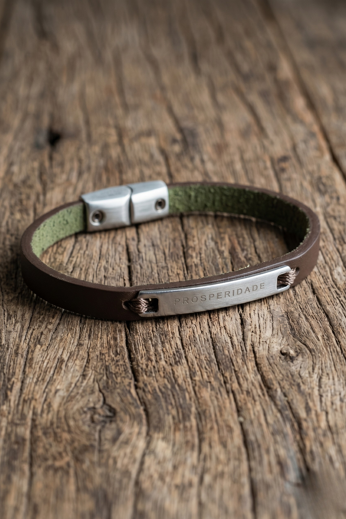 Pulseira Masculina Prosperidade em Couro Legítimo