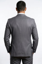 Terno Slim Masculino Cinza Risca de Giz em Poliviscose