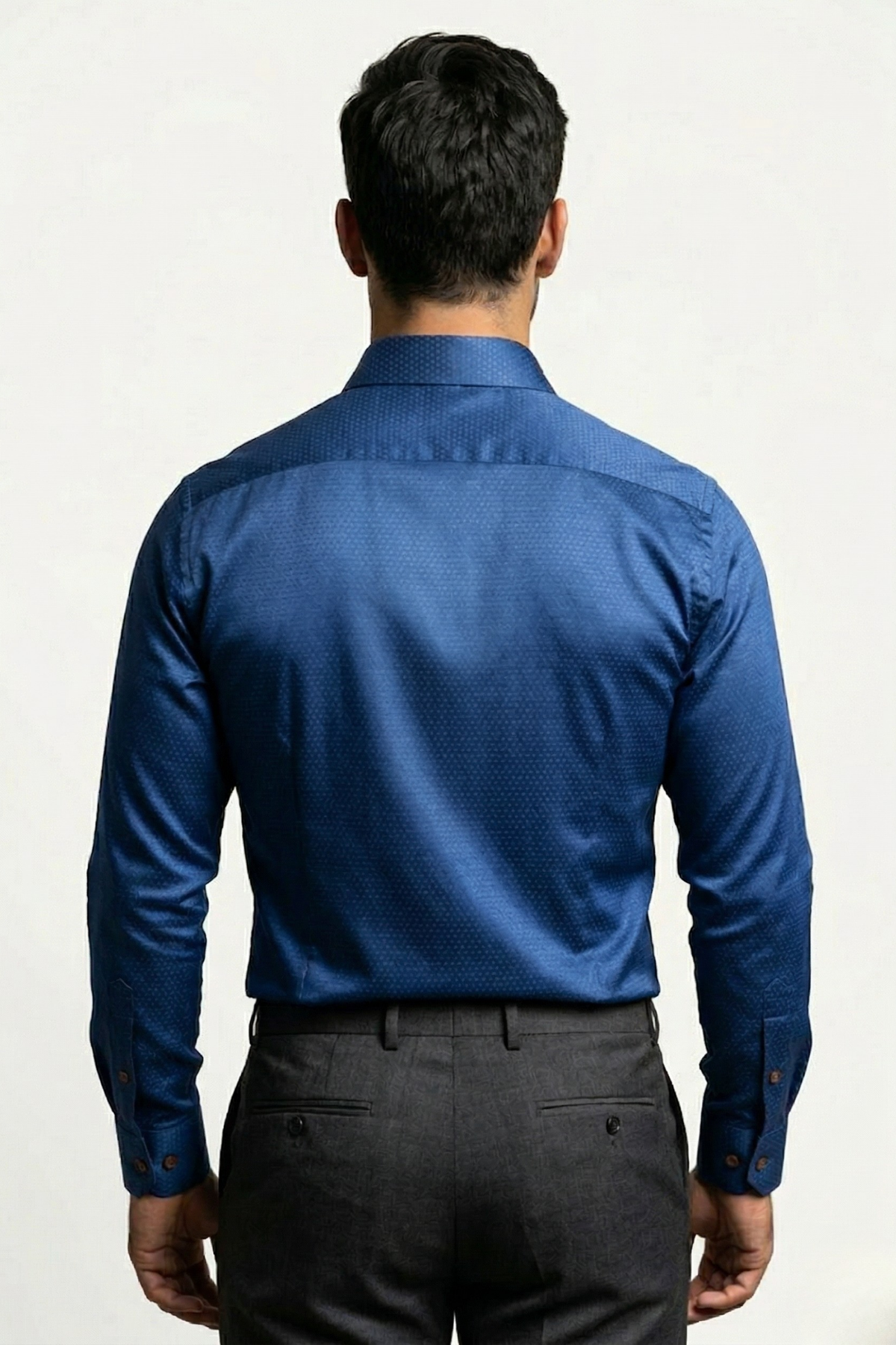 Camisa Social Slim Azul Royal Acetinado