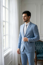 Terno Masculino Poliviscose Semi Slim Azul Claro