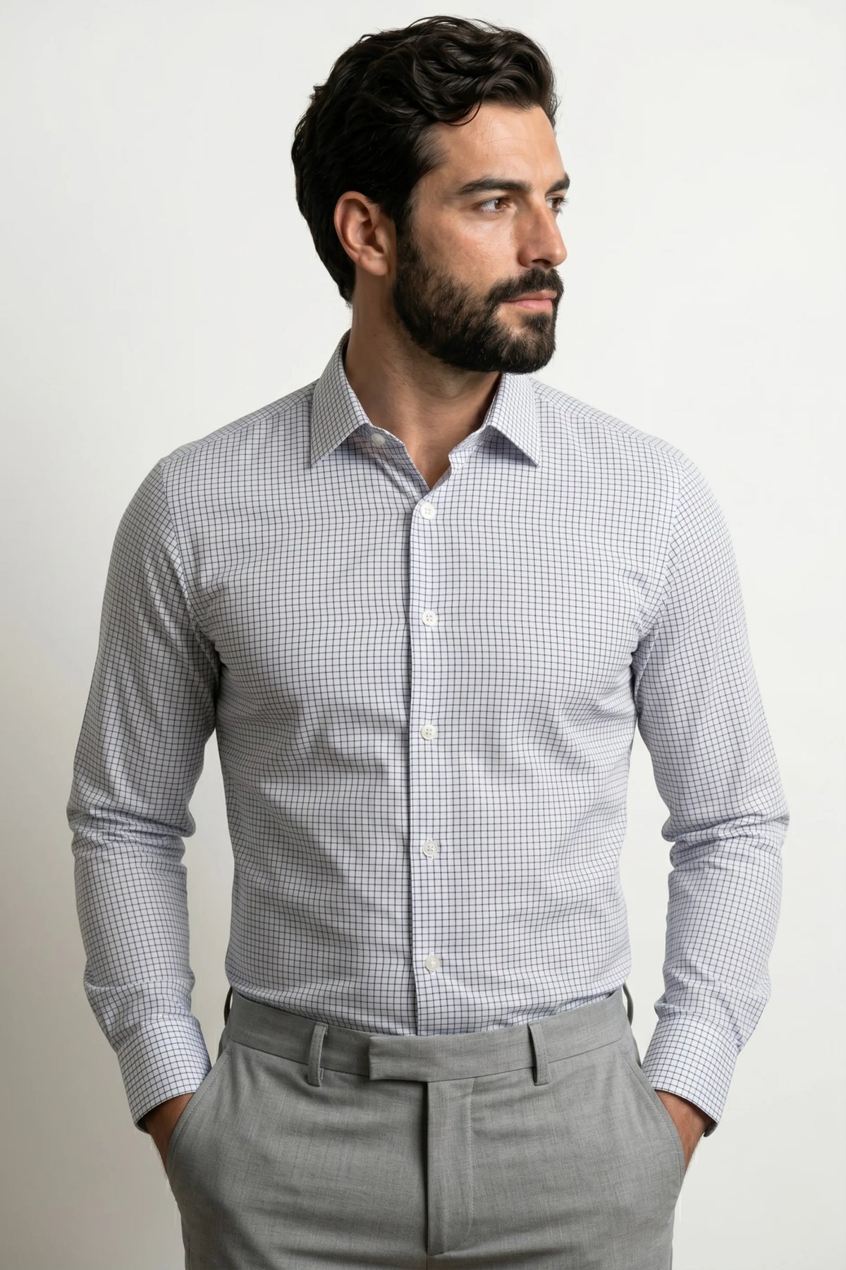Camisa Social Masculina Xadrez Micro Tradicional