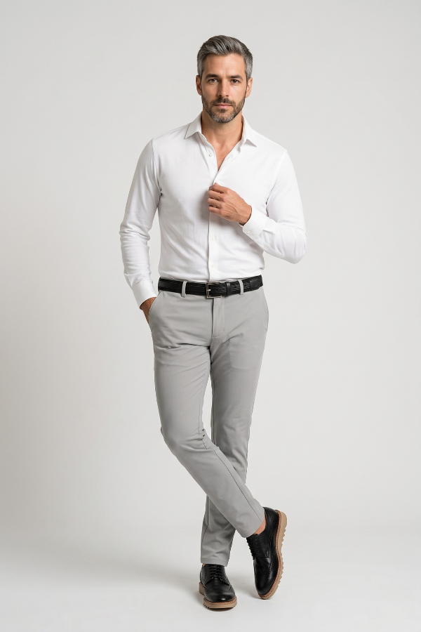 Cinto Masculino Casual em Couro Legítimo com Elástico