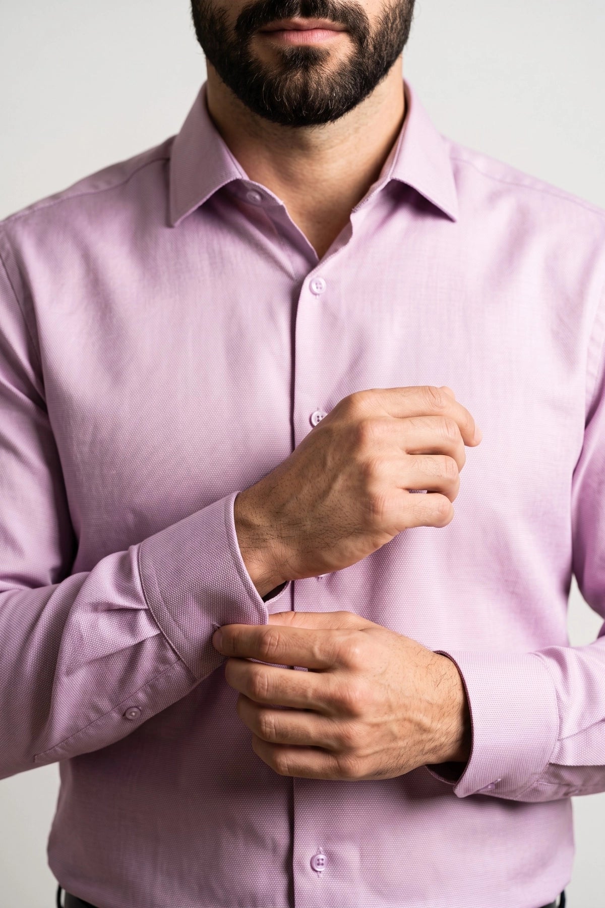 Camisa Social Masculina Tradicional Lilás Microtexturizada