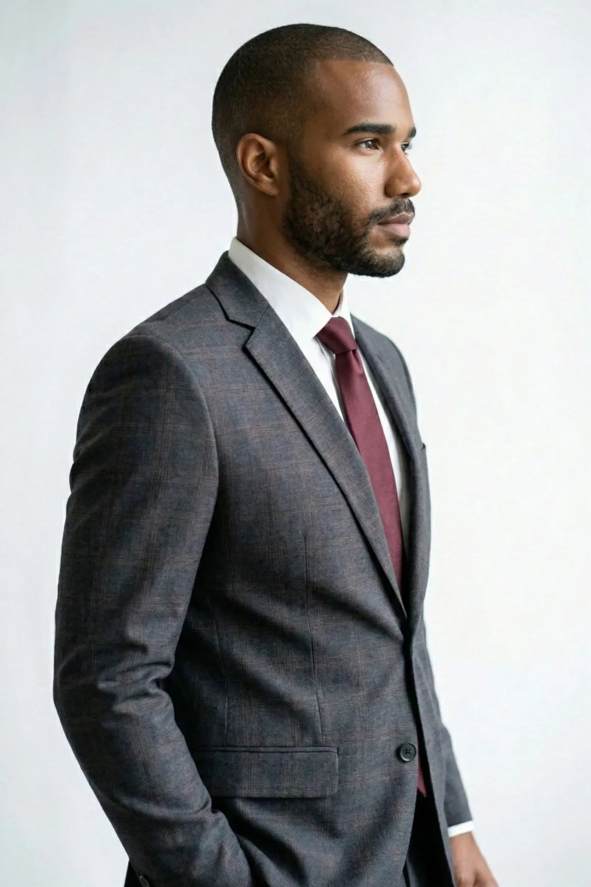 Terno Masculino Grafite Príncipe de Gales Semi Slim