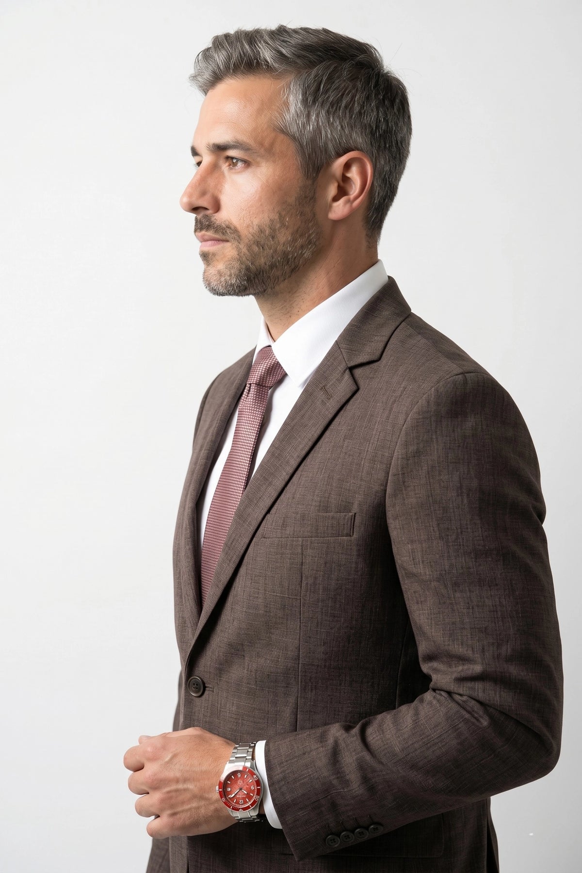 Terno Masculino Melange Semi Slim Marrom Café