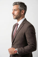 Terno Masculino Melange Semi Slim Marrom Café