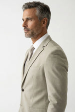 Terno Masculino Poliéster Semi Slim Areia Mesclado