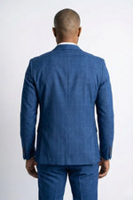 Terno Masculino Poliéster Semi Slim Azul Xadrez