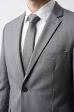 Terno Masculino Poliéster Semi Slim Cinza Xadrez