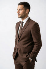 Terno Slim Masculino Marrom Café em Poliviscose