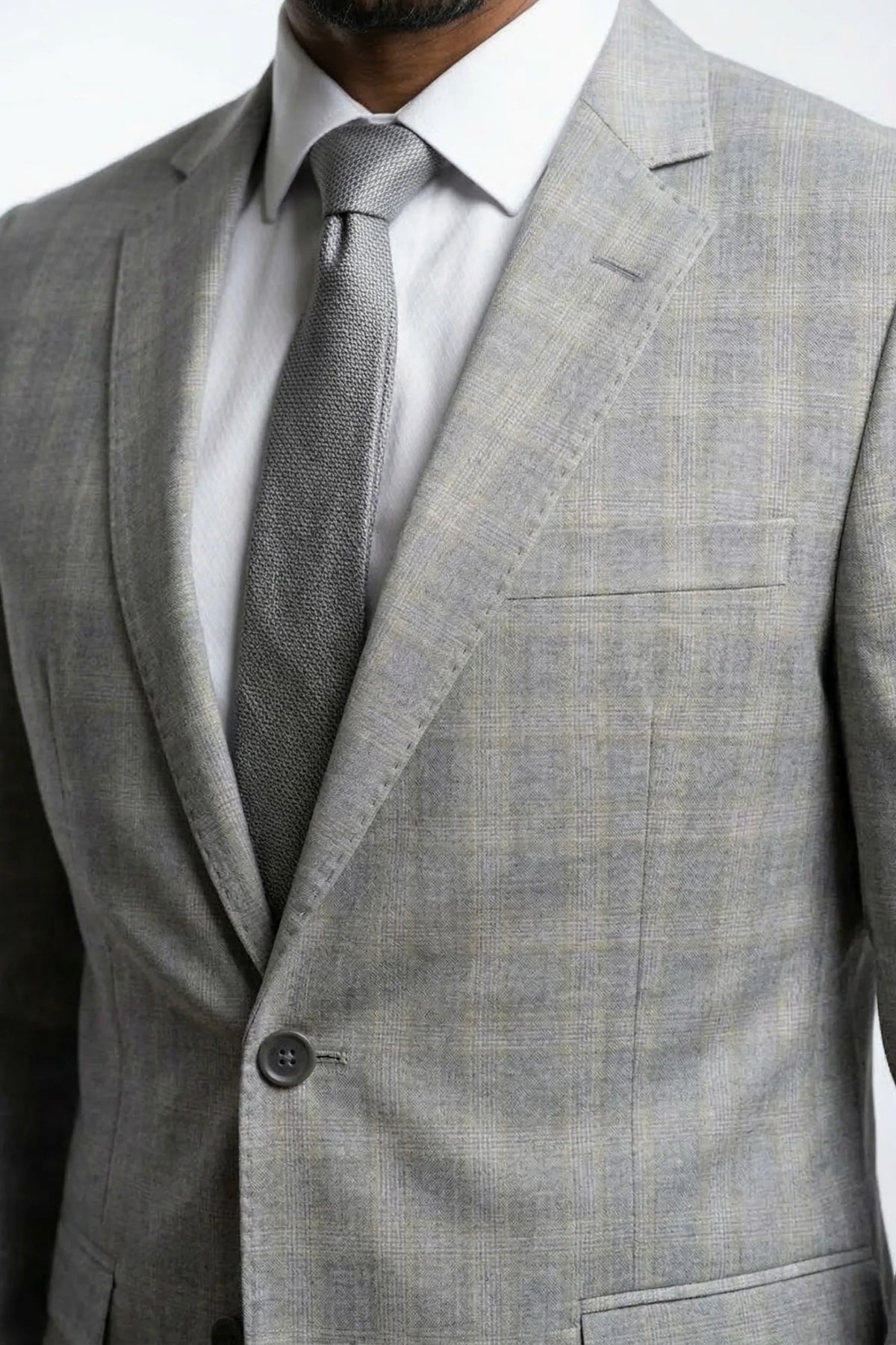 Terno Masculino Grigio Príncipe de Gales Semi Slim